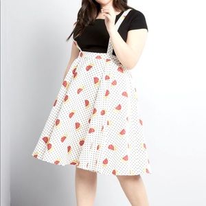 Collectif x Modcloth grapefruit print skirt with straps